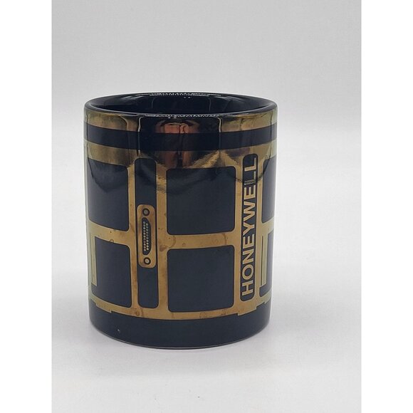 Honeywell Aerospace VTG Coffee Mug Cup Black Gold Trim LIMU - Picture 2 of 8